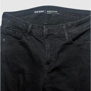 Old Navy Streetwear Mid Rise Skinny Jeans Black Distressed Ripped Womens Size 8